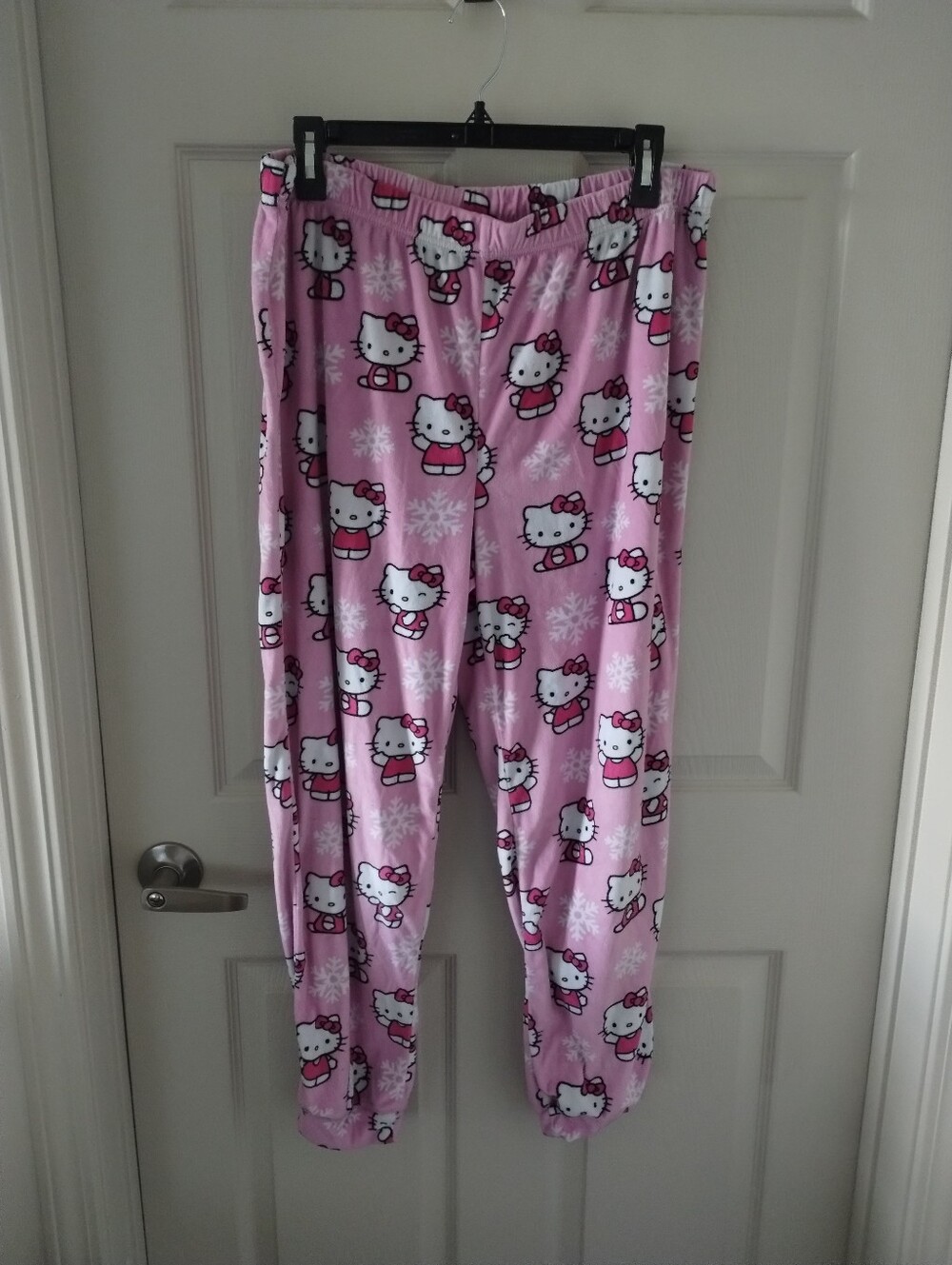 Hello Kitty Pink and White Snowflake Pajama Pants